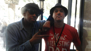 2 Mikes @ Grand Park during 4 Days of Hip Hop. Mike The Poet Sonksen and Mikchael El Tigre Foster.